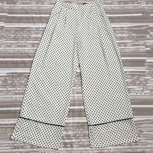 Tops hop Wide Leg Cream Pants with Black Polka Dots